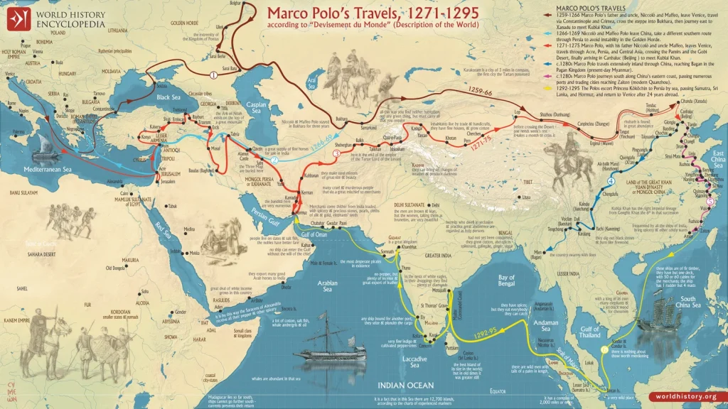 le rotte di Marco Polo di World history encyclopedia