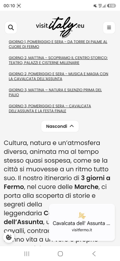 proposta turistica di un Tuour Operator