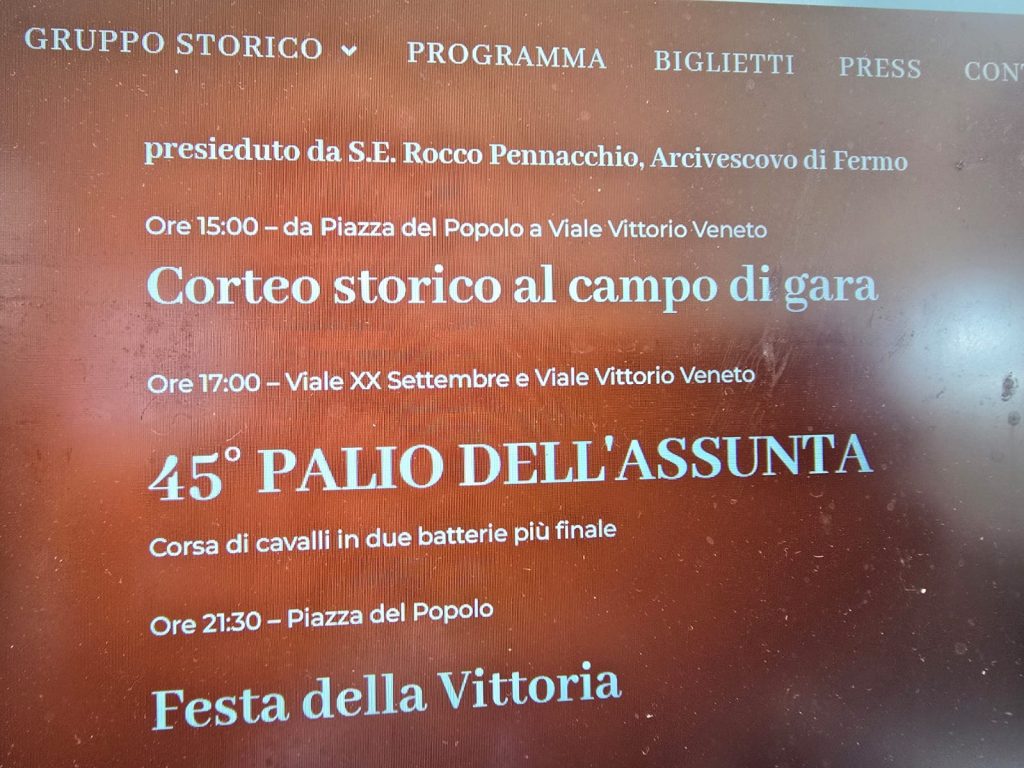 foto del testo del programma nel sito dell'associazione Cavalcata dell'Assunta